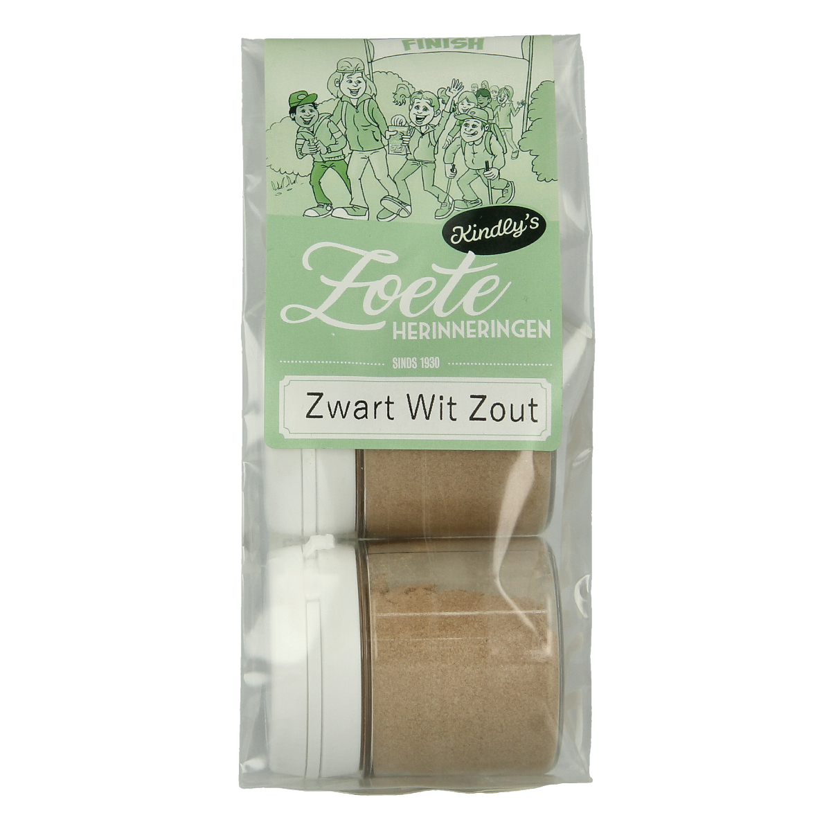 Kindly's Zwart wit potjes zout 25 gram 2.00 Stuks
