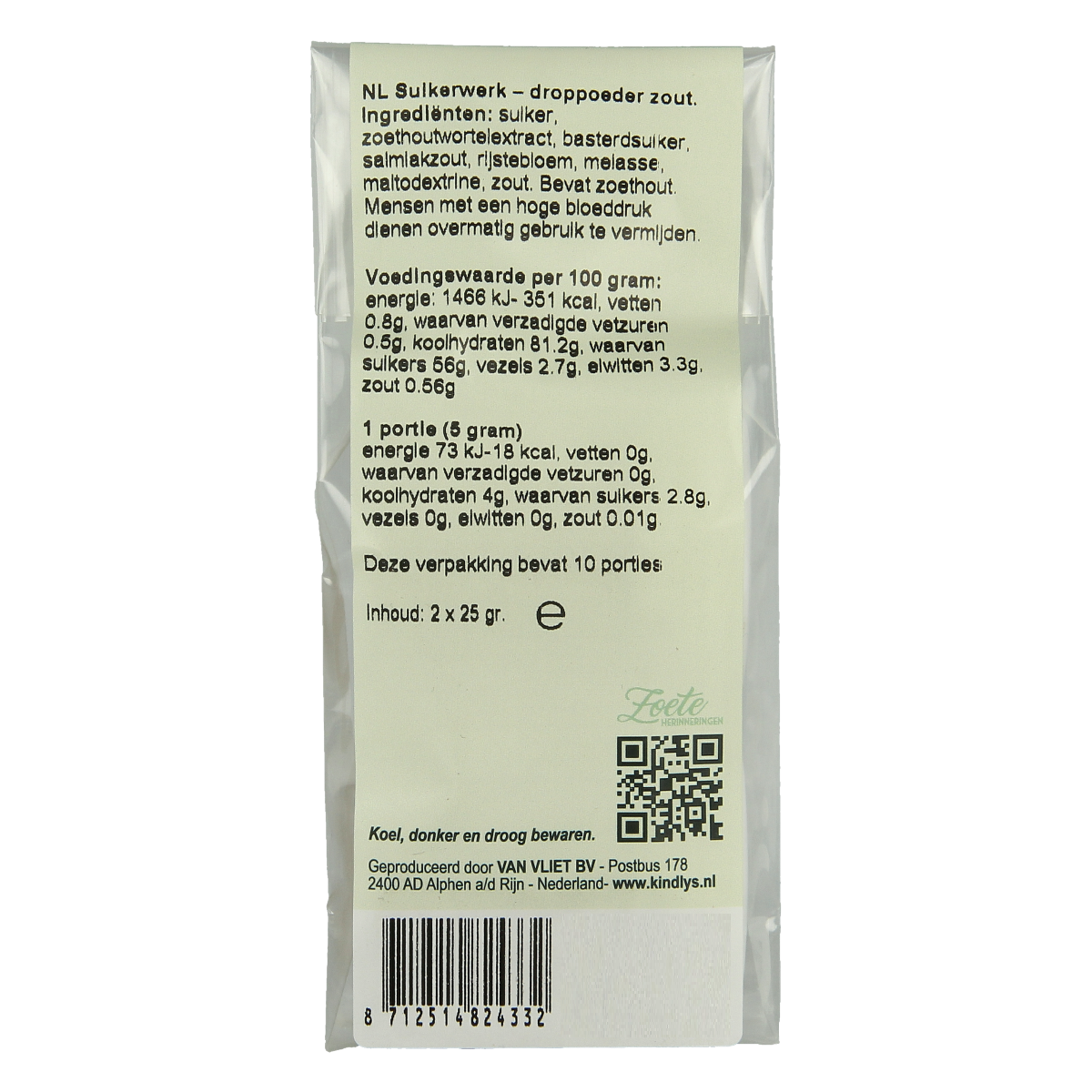 Kindly's Zwart wit potjes zout 25 gram 2.00 Stuks