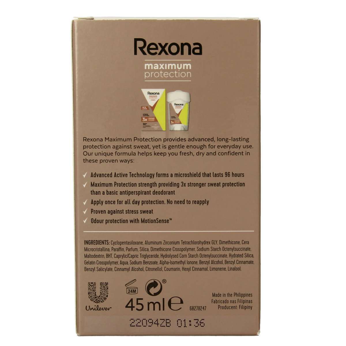 Rexona Deodorant maximum protection stress control 45.00 Milliliter