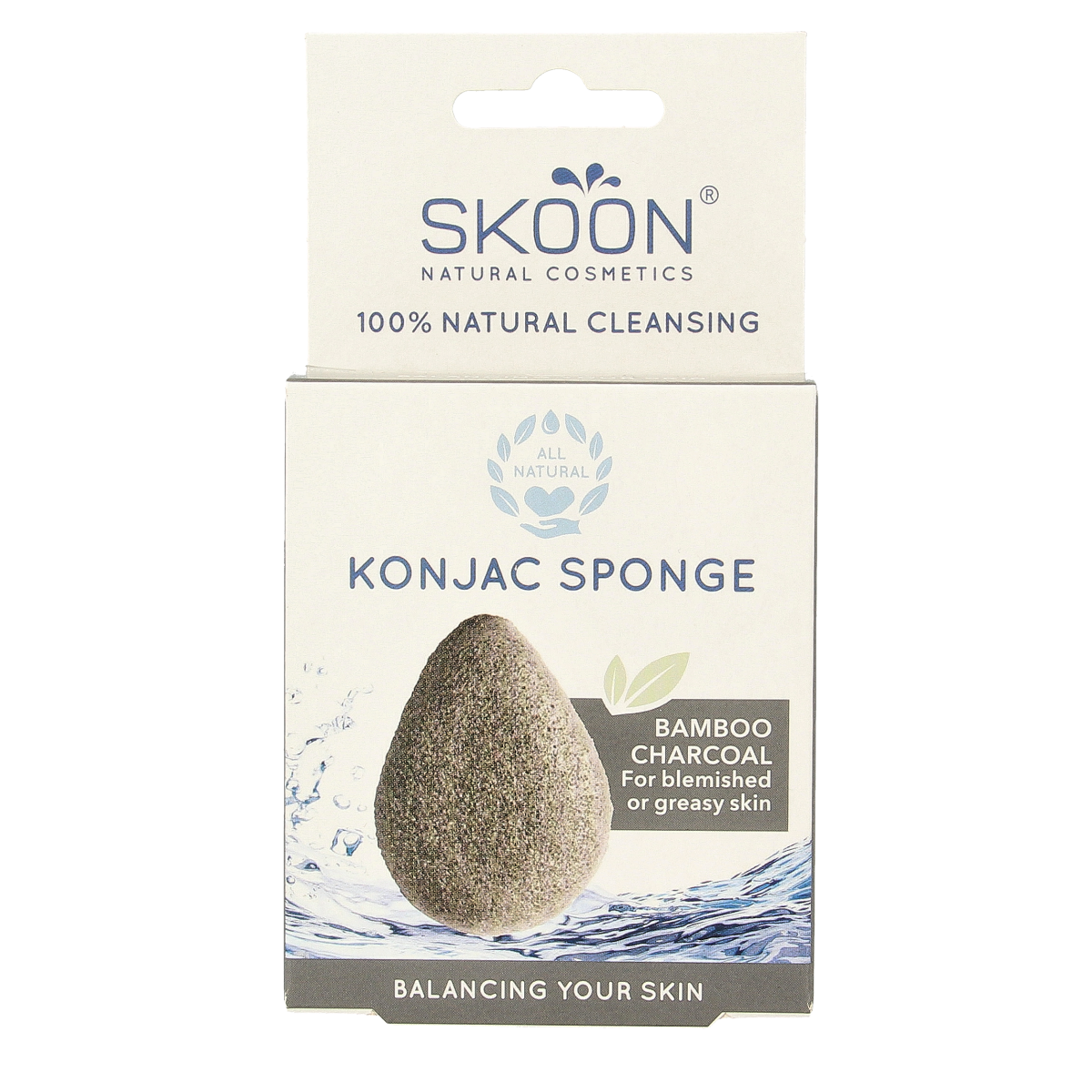 Skoon Konjac spons bamboo charcoal bio 1.00 Stuks