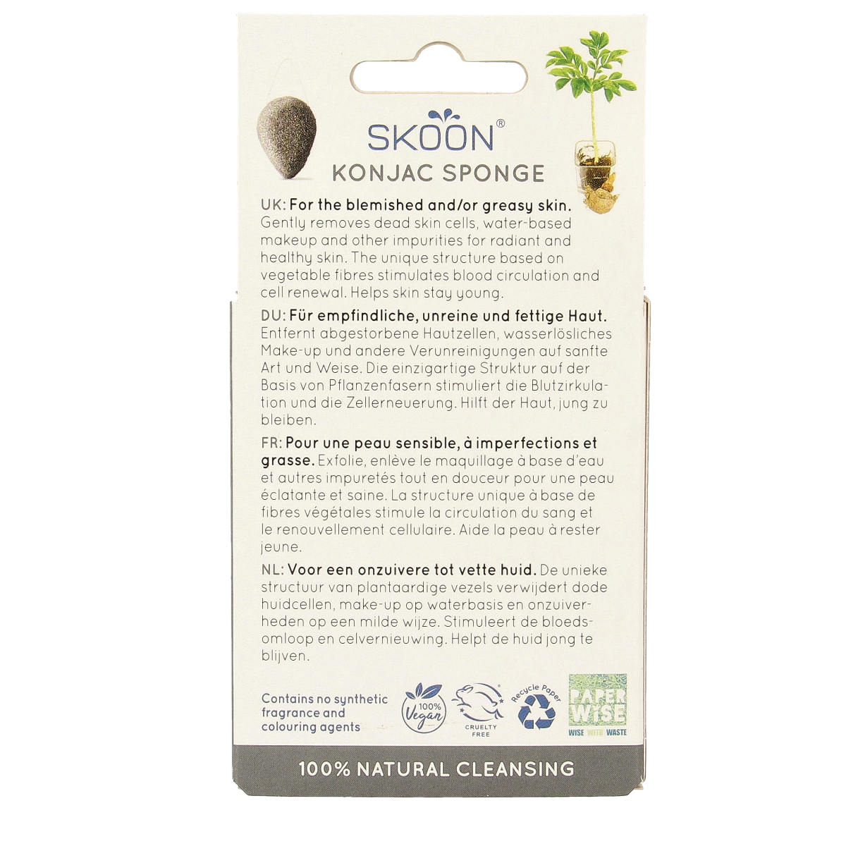 Skoon Konjac spons bamboo charcoal bio 1.00 Stuks