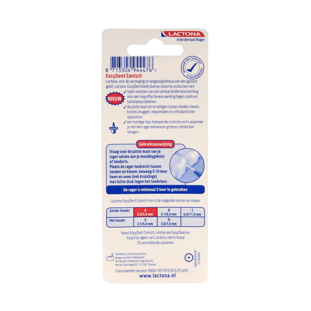 Lactona Easydent A 2.5-5mm zonder houdertje 8.00 Stuks