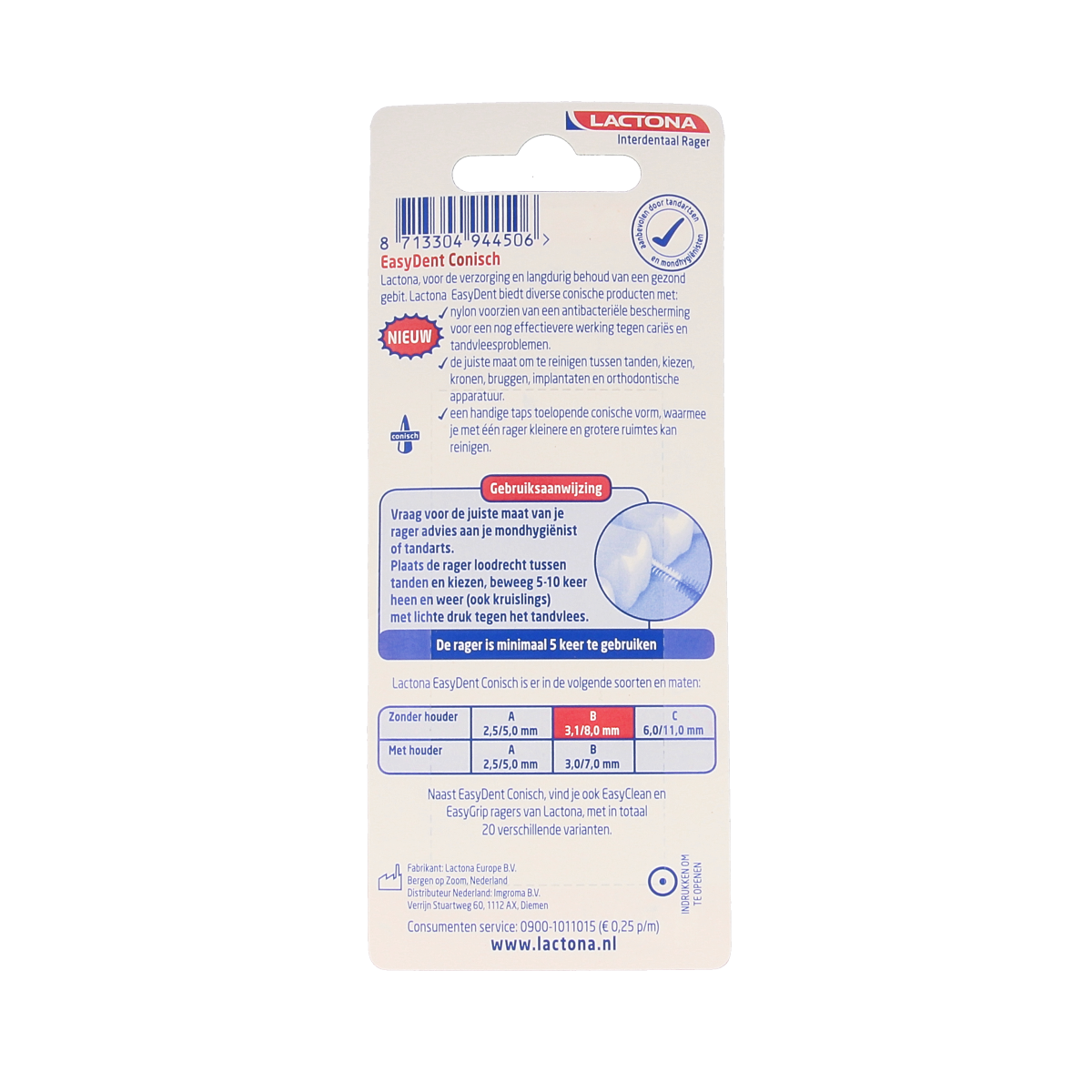 Lactona Easydent B 3.1-8mm zonder houdertje 8.00 Stuks