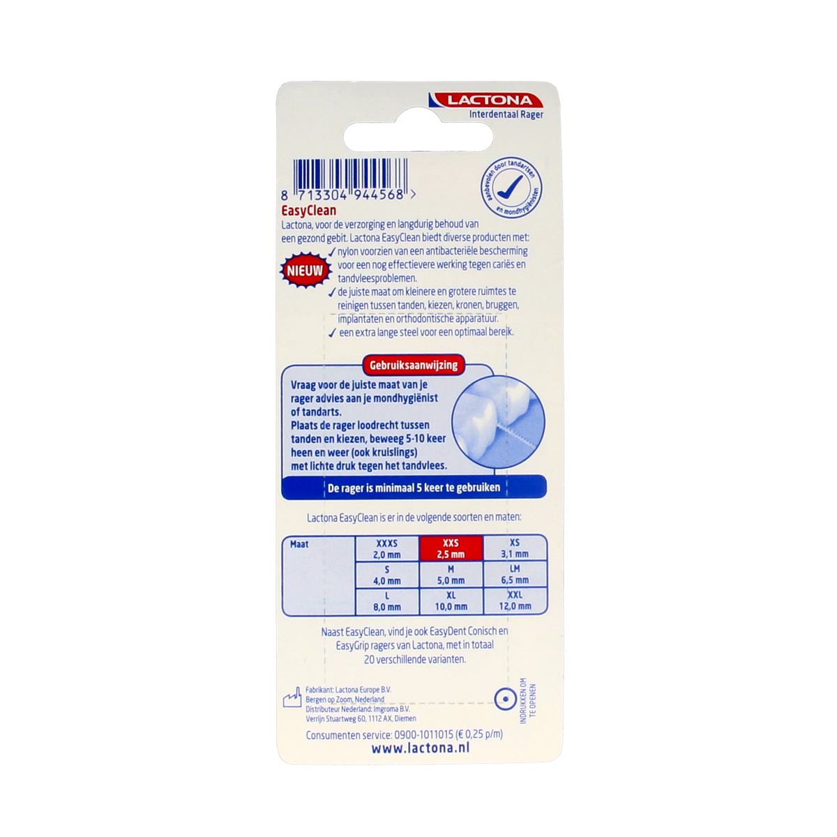 Lactona Easyclean XXS long 2.5mm 8.00 Stuks