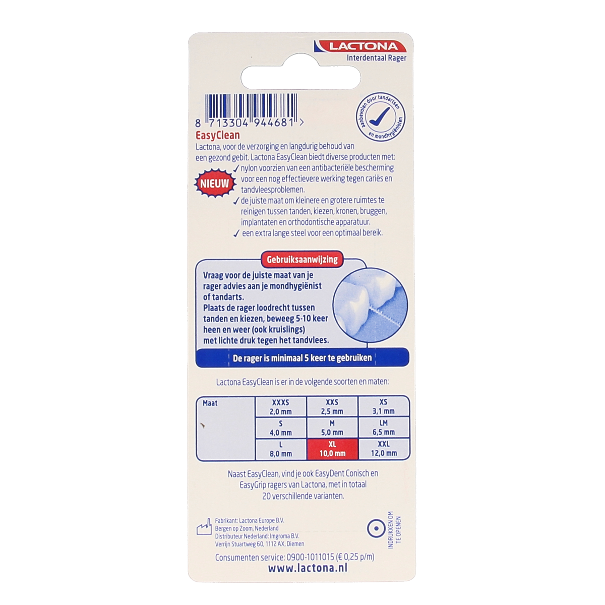 Lactona Easyclean XL 10.0mm 8.00 Stuks