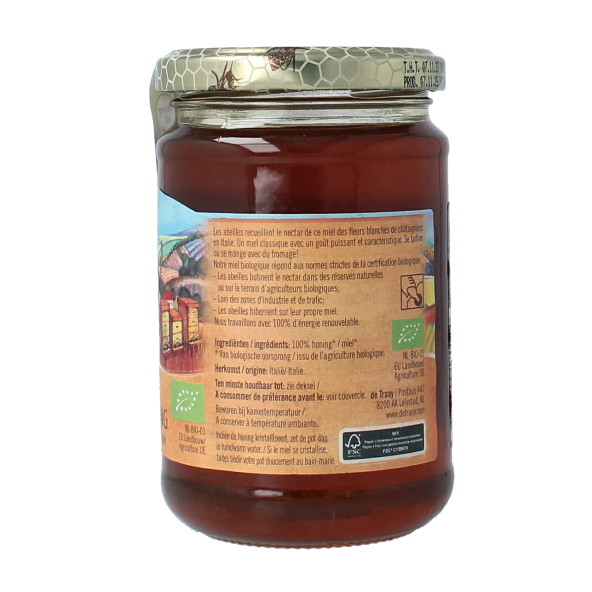 de Traay Kastanjehoning tamme bio 350.00 Gram