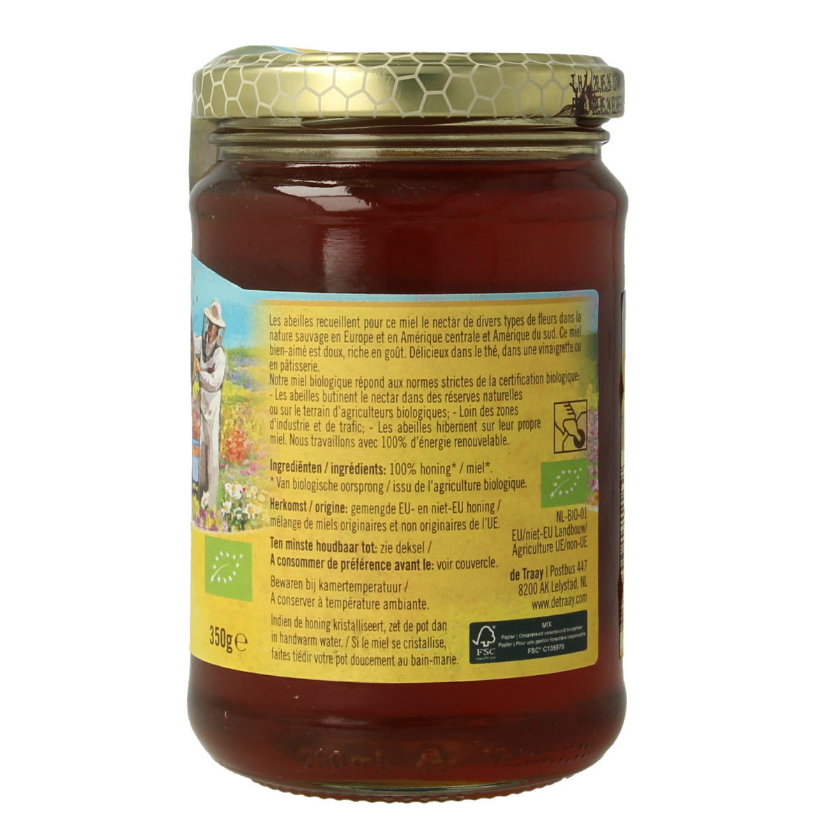 de Traay Bloemen honing vloeibaar bio 350.00 Gram