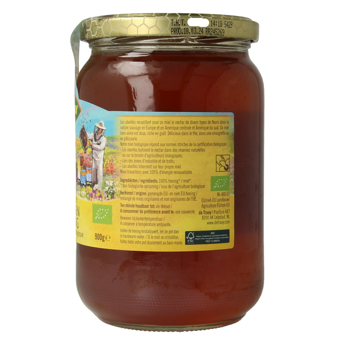 de Traay Bloemenhoning vloeibaar bio 900.00 Gram