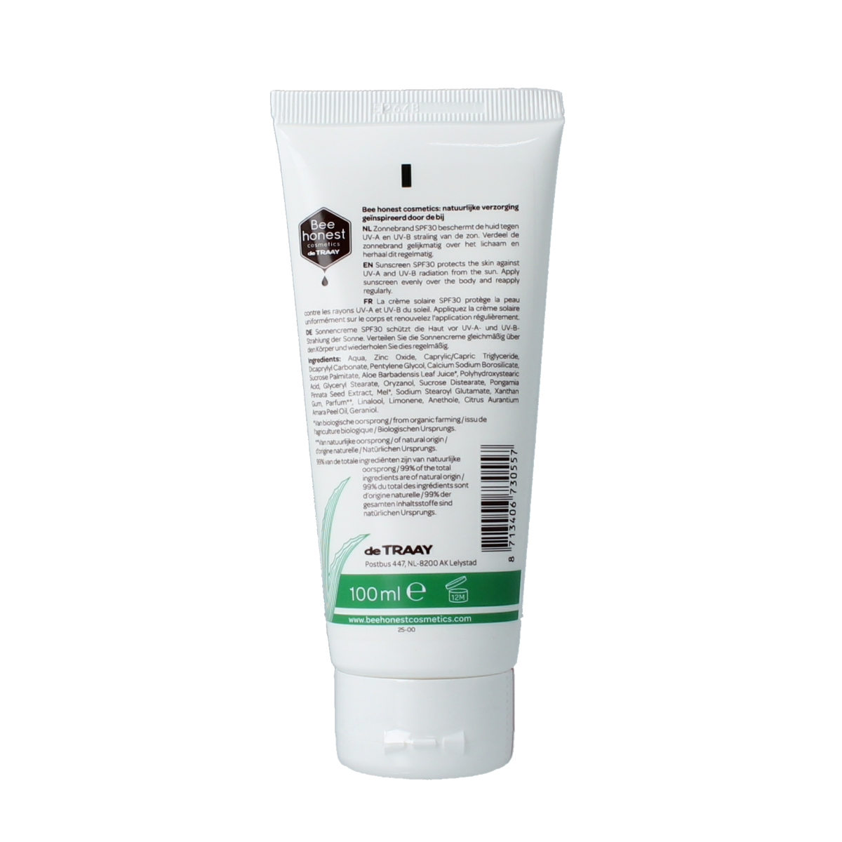 Traay Bee Honest Zonnebrand aloe & honing SPF30 100.00 Milliliter