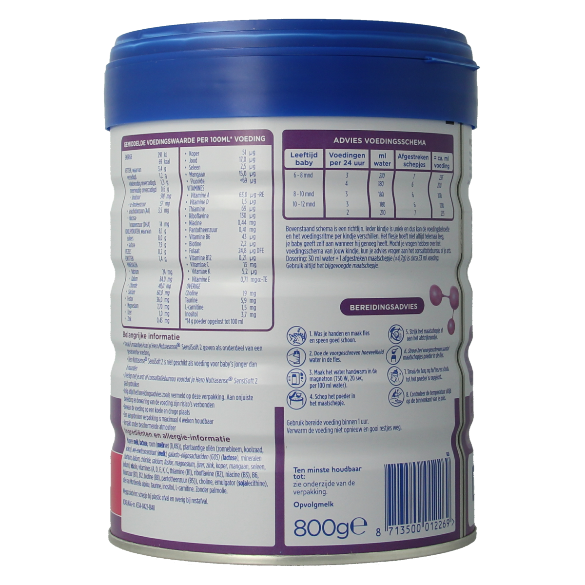 Hero Nutrasense SensiSoft opvolgmelk 2 (6-12mnd) 800.00 Gram