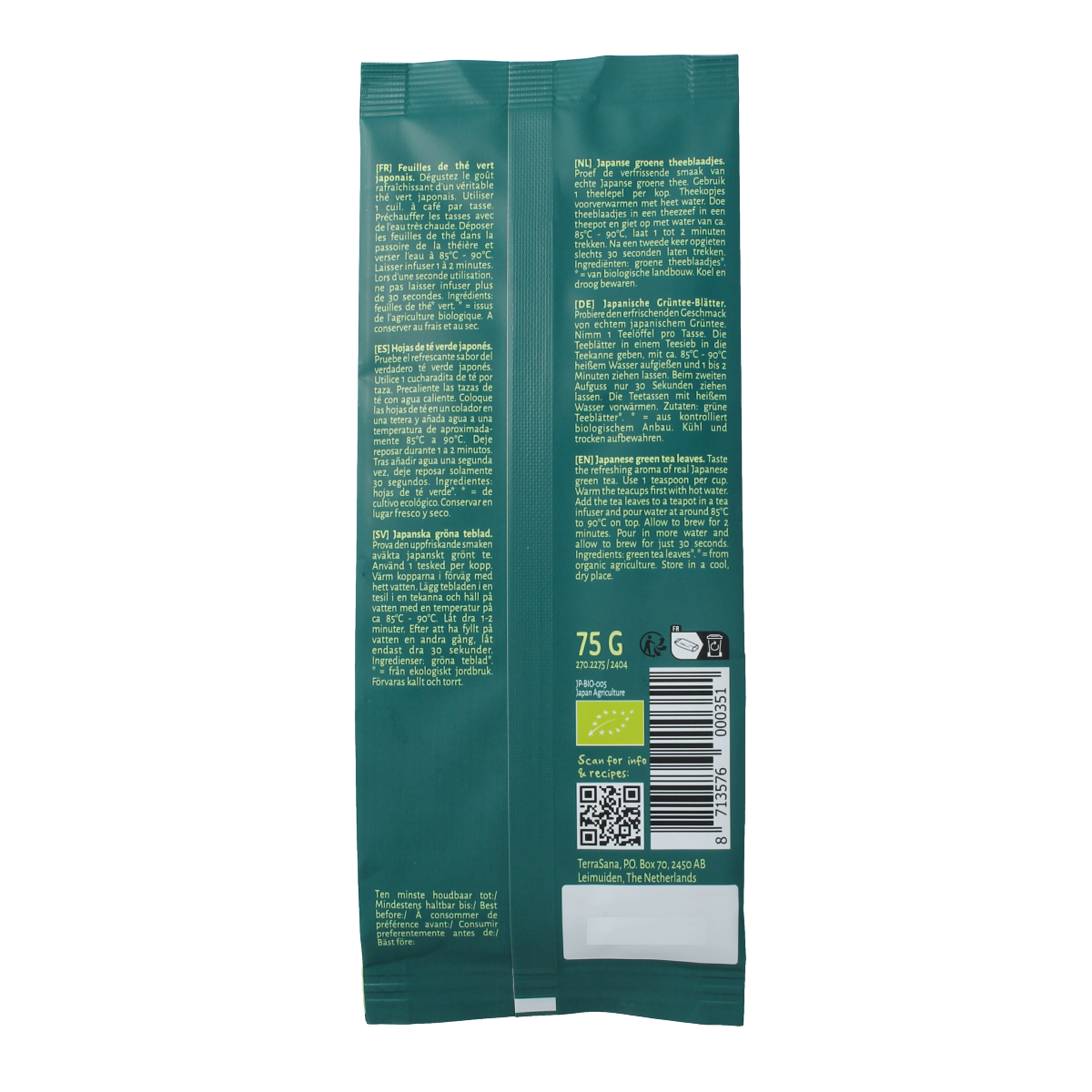 TerraSana Sencha groene thee bio 75.00 Gram