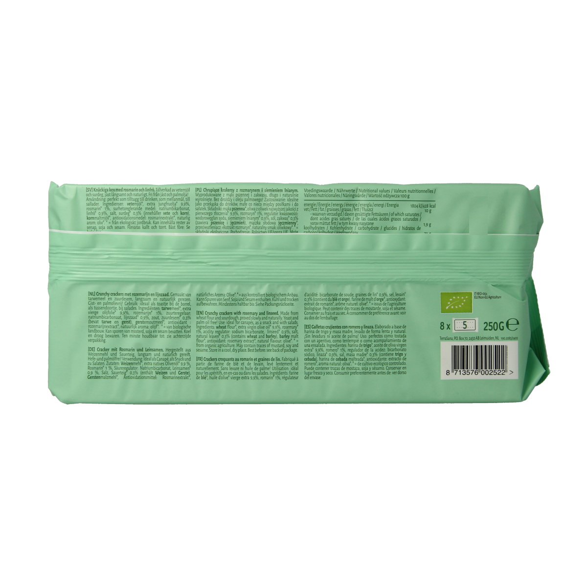 TerraSana Crackers rozemarijn & lijnzaad bio 250.00 Gram