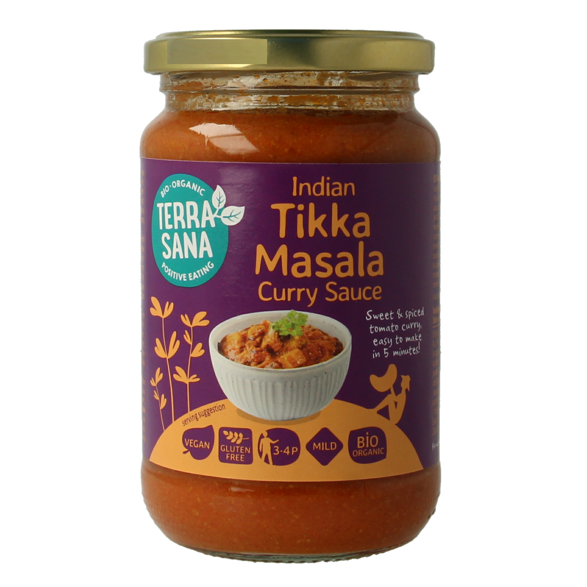 TerraSana Curry saus tikka masala  bio 350.00 Gram