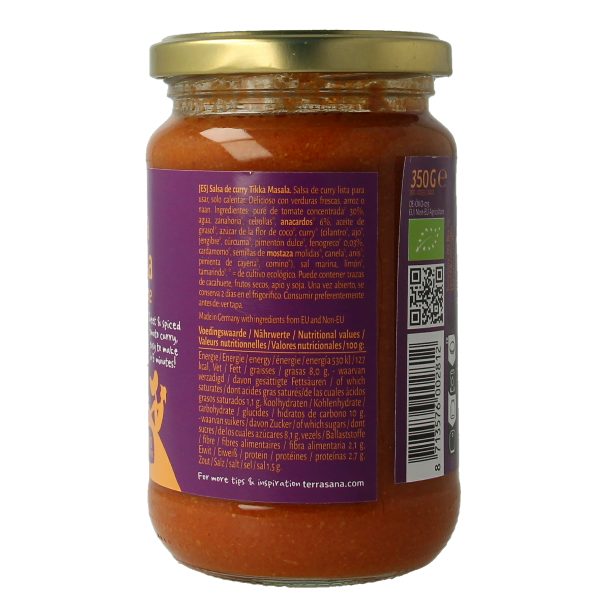 TerraSana Curry saus tikka masala  bio 350.00 Gram