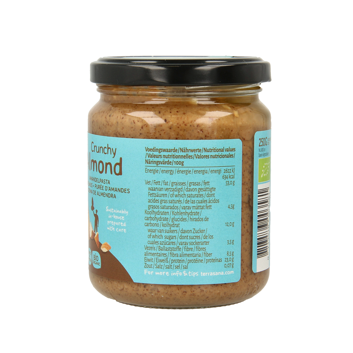TerraSana Amandelpasta bruin crunchy bio 250.00 Gram