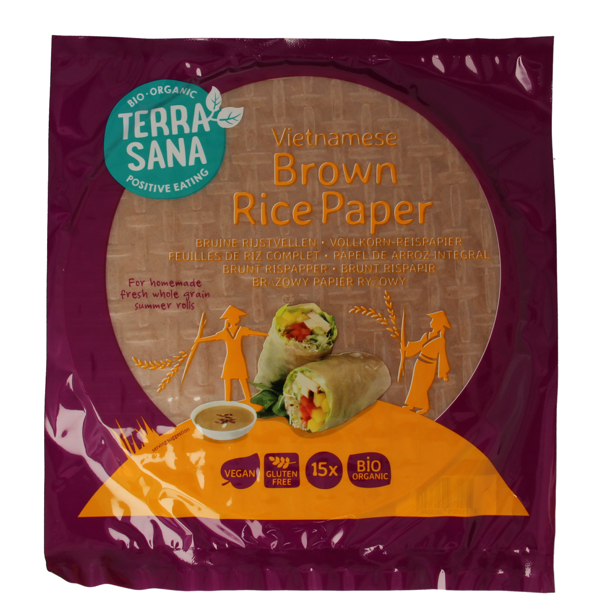 TerraSana Vietnamese bruine rijstvellen bio 150.00 Gram