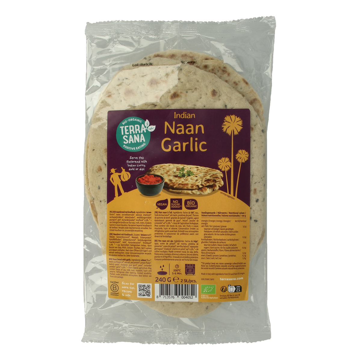 TerraSana Naan knoflook bio 240.00 Gram