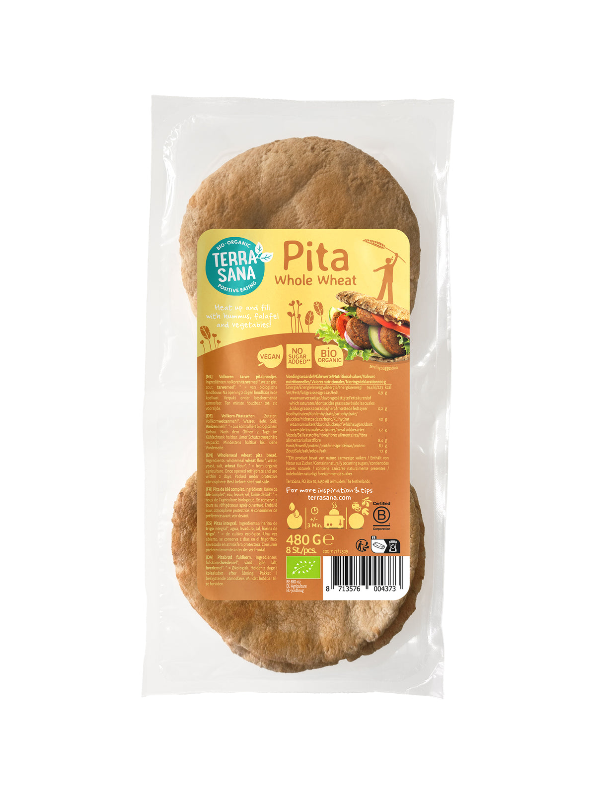 TerraSana Pitabrood volkoren bio 480.00 Gram