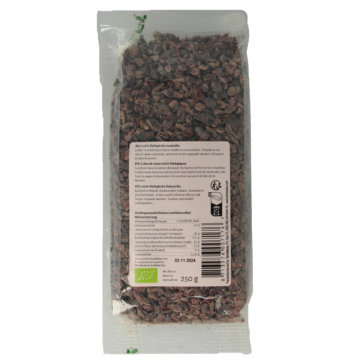 TerraSana Raw cacao nibs bio 250.00 Gram