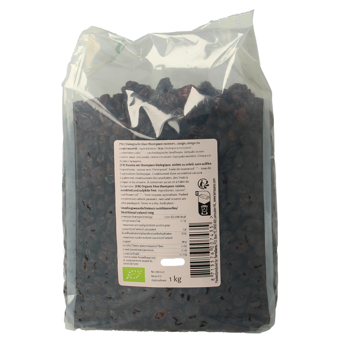 TerraSana RAW Rozijnen blue thompson bio 1.00 Kilogram