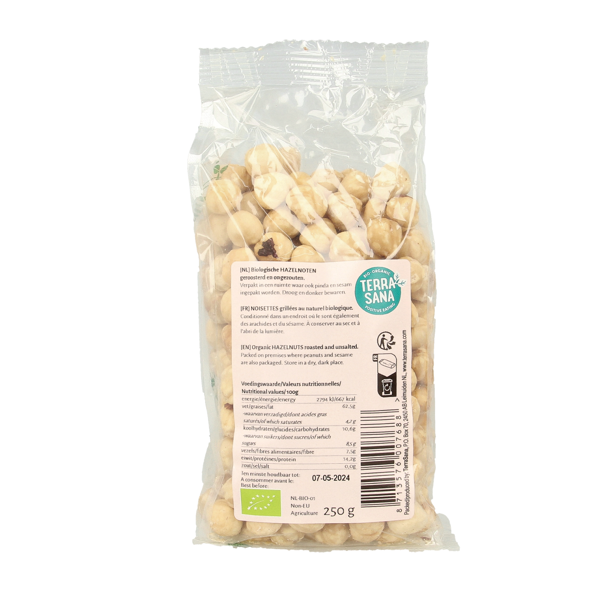 TerraSana Hazelnoten geroosterd  bio 250.00 Gram