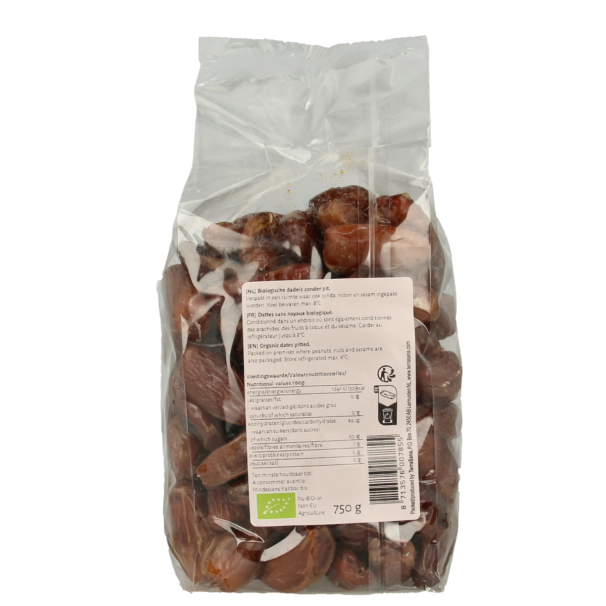 TerraSana RAW dadels zonder pitten bio 750.00 Gram