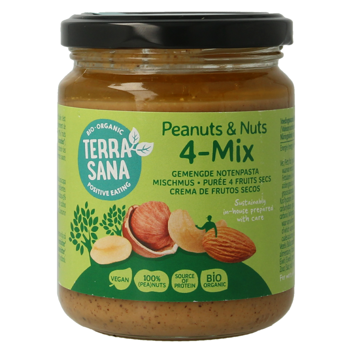 TerraSana 4 mix gemengde notenpasta zonder zout bio 250.00 Gram