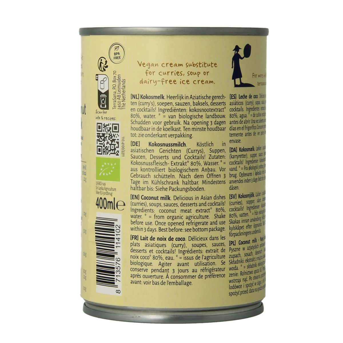 TerraSana Kokosmelk 22% vet bio 400.00 Milliliter