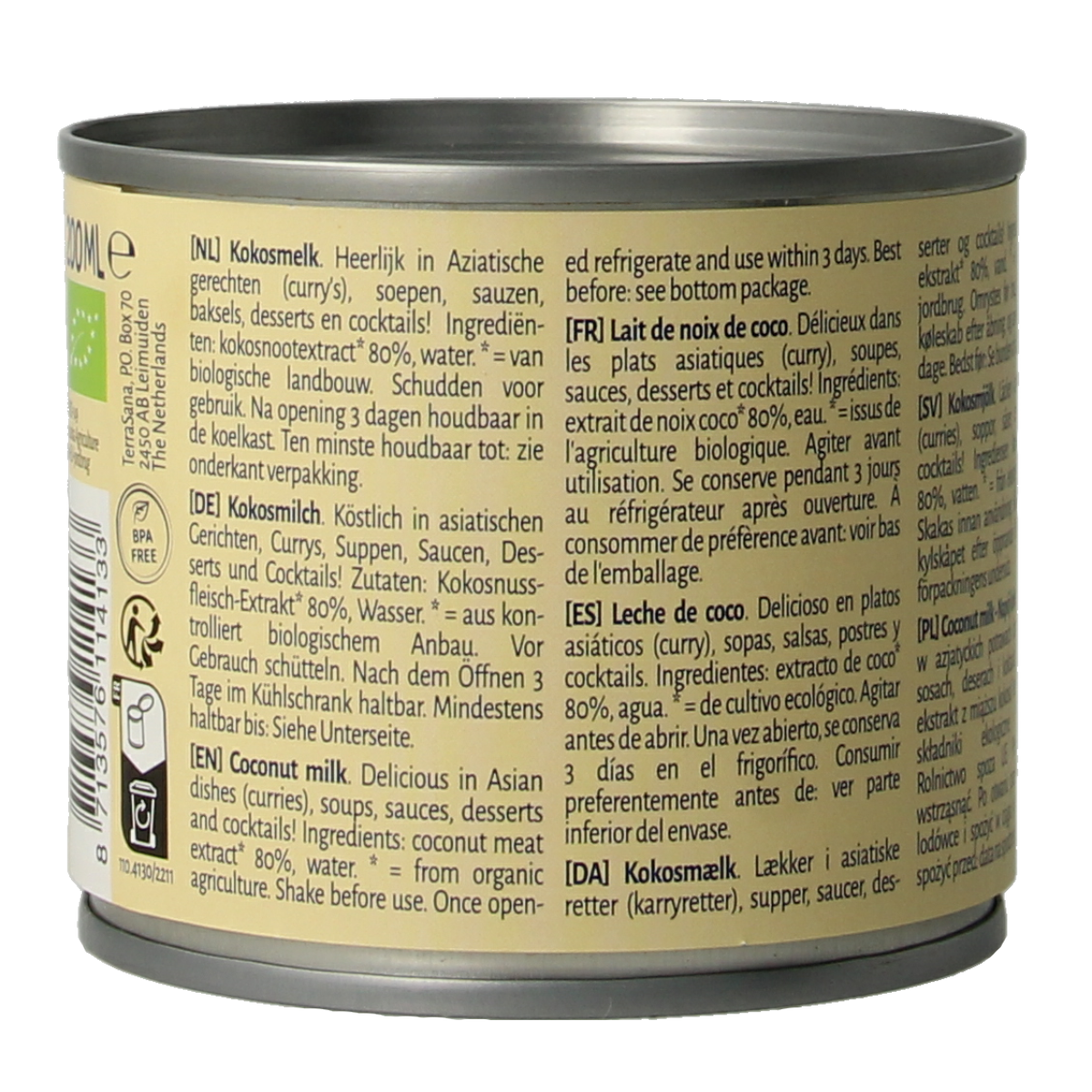 TerraSana Kokosmelk 22% vet bio 200.00 Milliliter