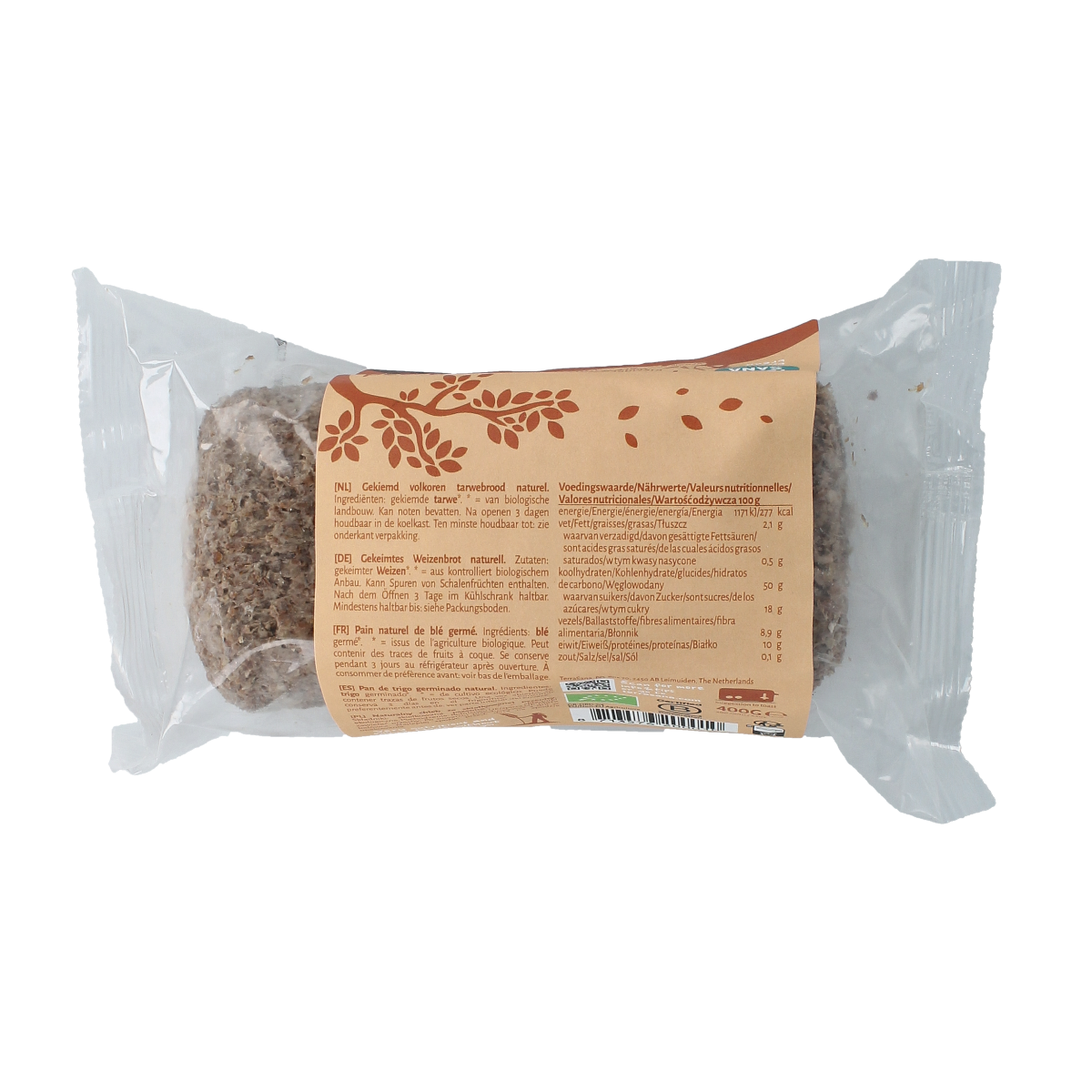 TerraSana Gekiemd brood naturel / tarwe bio 400.00 Gram
