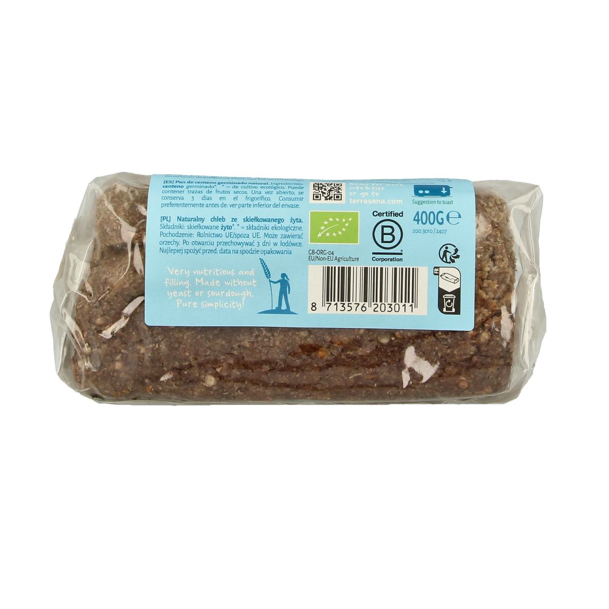 TerraSana Roggebrood gekiemd bio 400.00 Gram