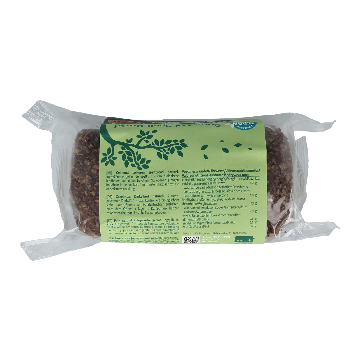 TerraSana Gekiemd speltbrood naturel bio 400.00 Gram