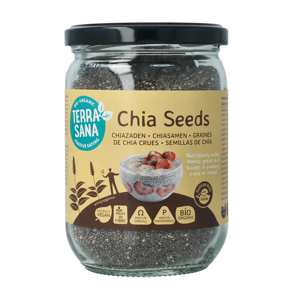 TerraSana Raw chia zaad in glas bio 330.00 Gram