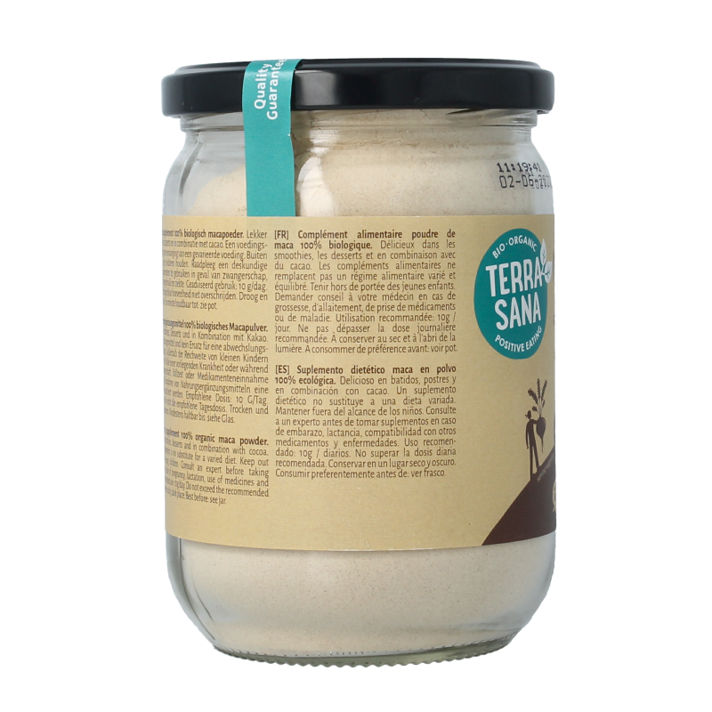 TerraSana Raw maca high energy poeder in glas bio 300 Gram