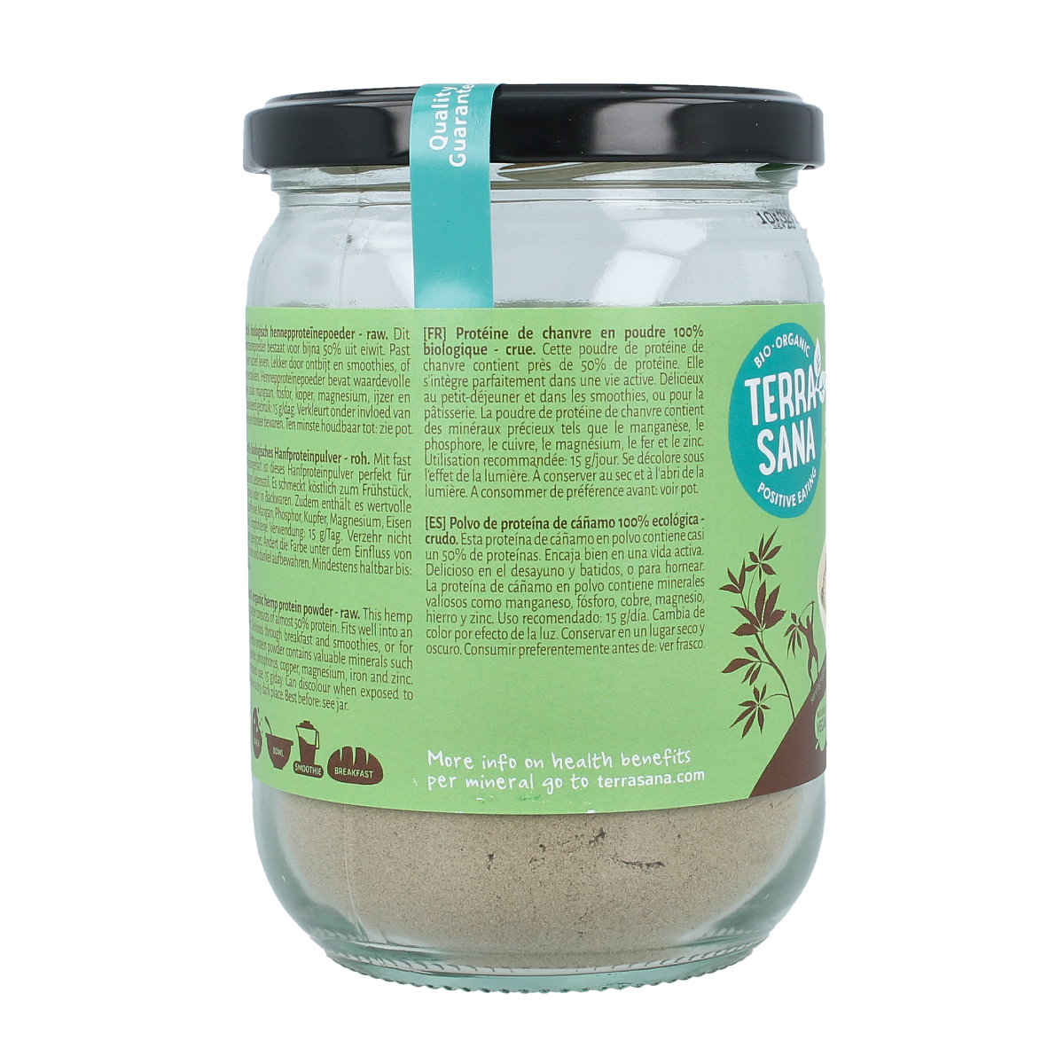TerraSana Raw hennep protein poeder in glas bio 200.00 Gram