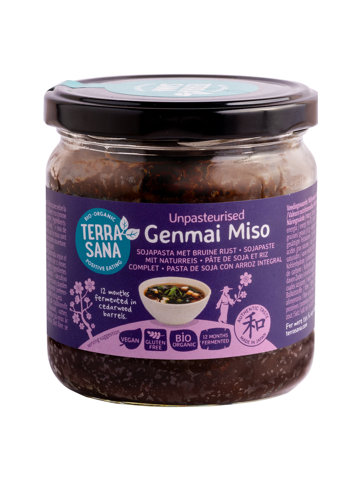 TerraSana Genmai miso ongepasteuriseerd glas bio 350.00 Gram