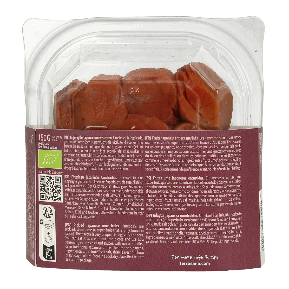 TerraSana Umeboshi gezoute japanse abrikozen bio 150.00 Gram