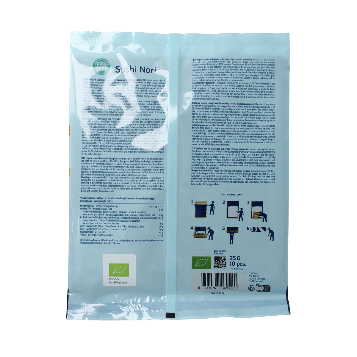 TerraSana Sushi nori geroosterd bio 25.00 Gram
