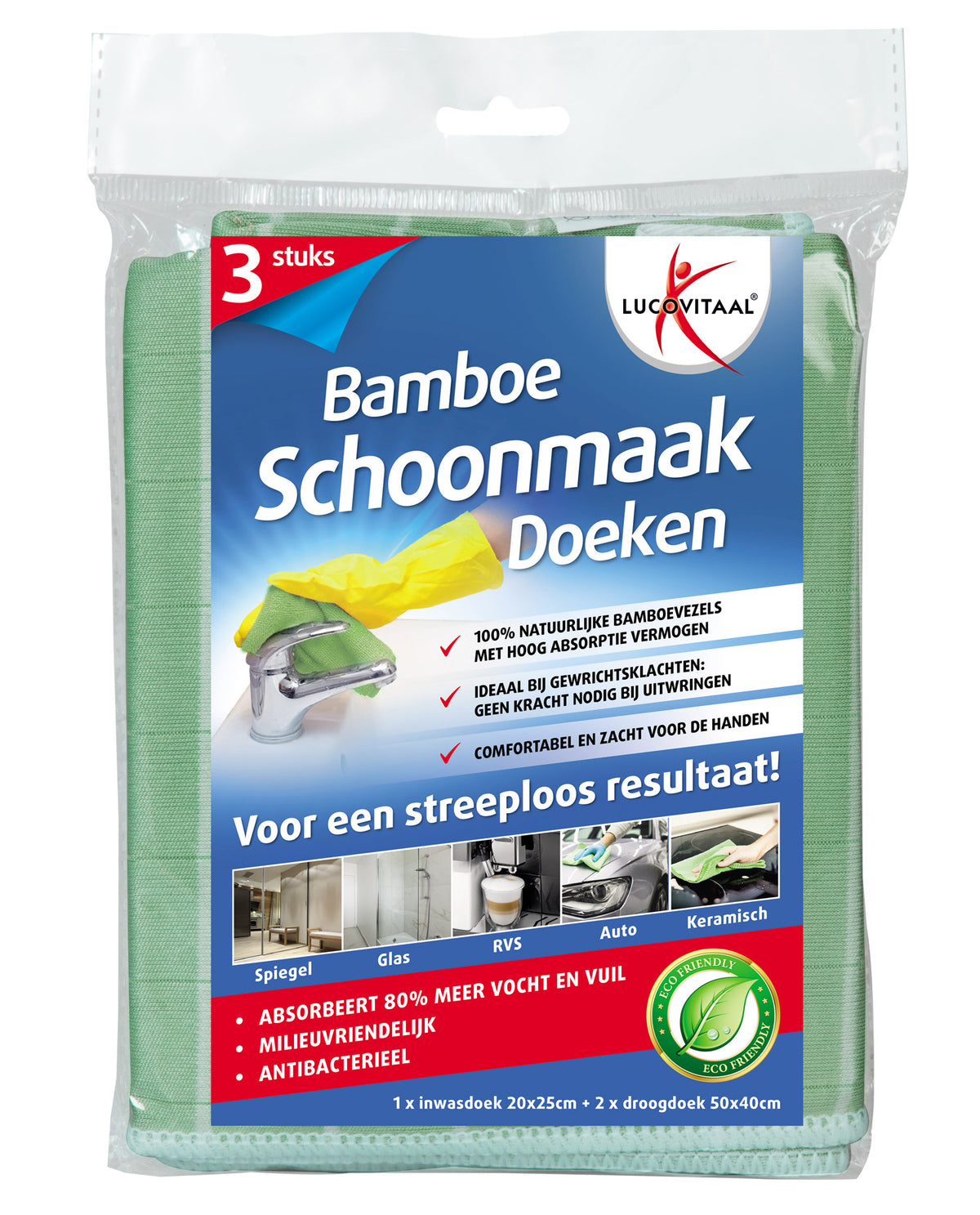Lucovitaal Bamboe schoonmaakdoek 3.00 Stuks