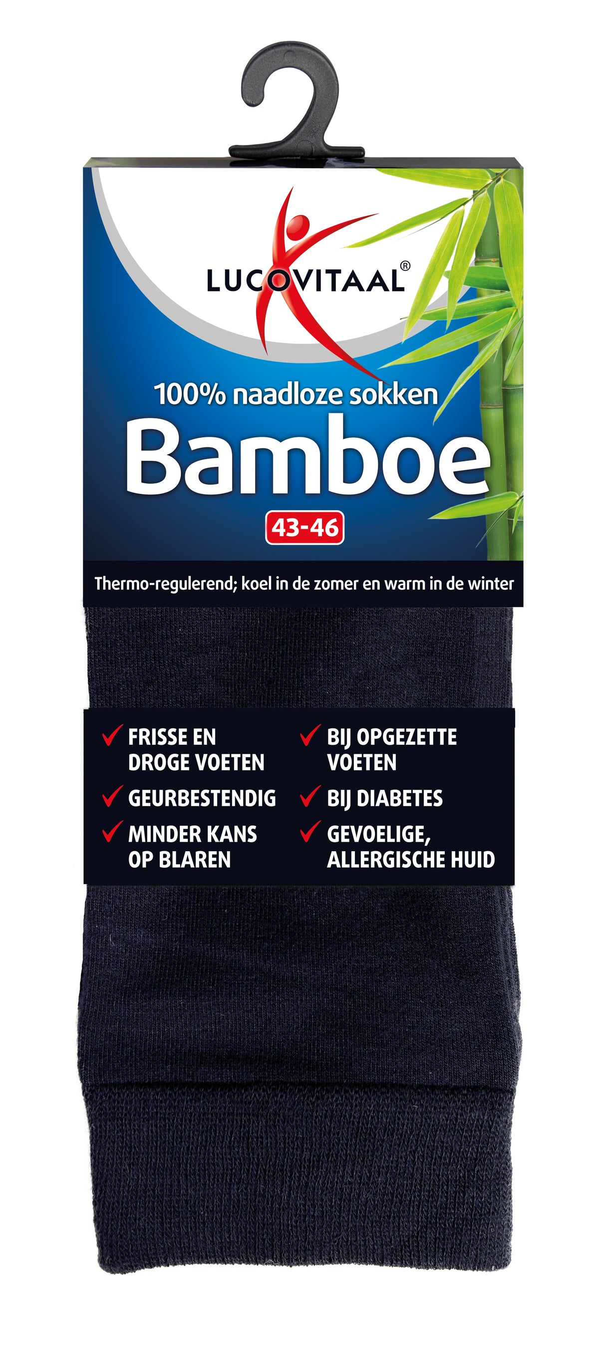Lucovitaal Bamboe sok lang blauw  maat 43-46 1 Paar