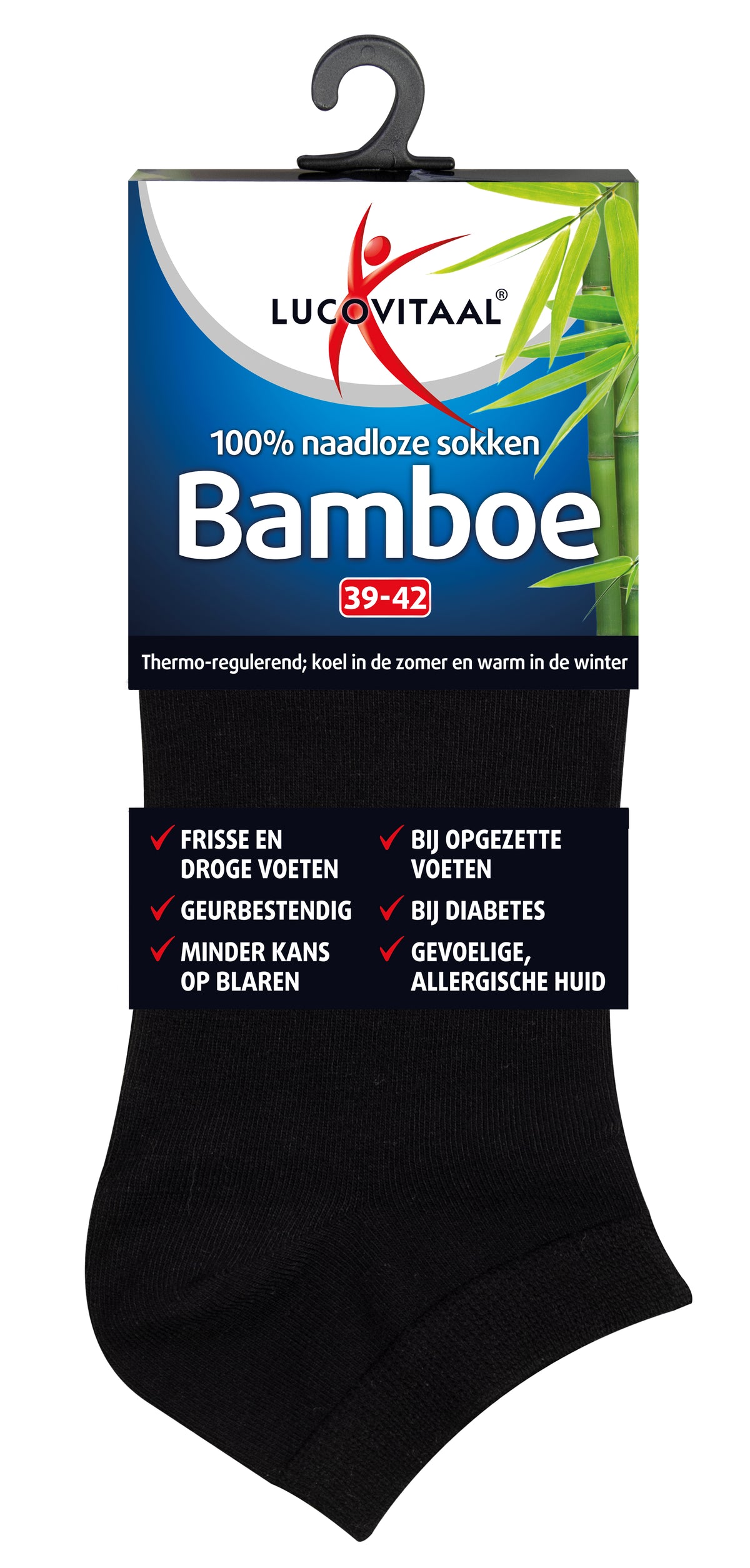Lucovitaal Bamboe enkelsok zwart  maat 39-42 1.00 Paar