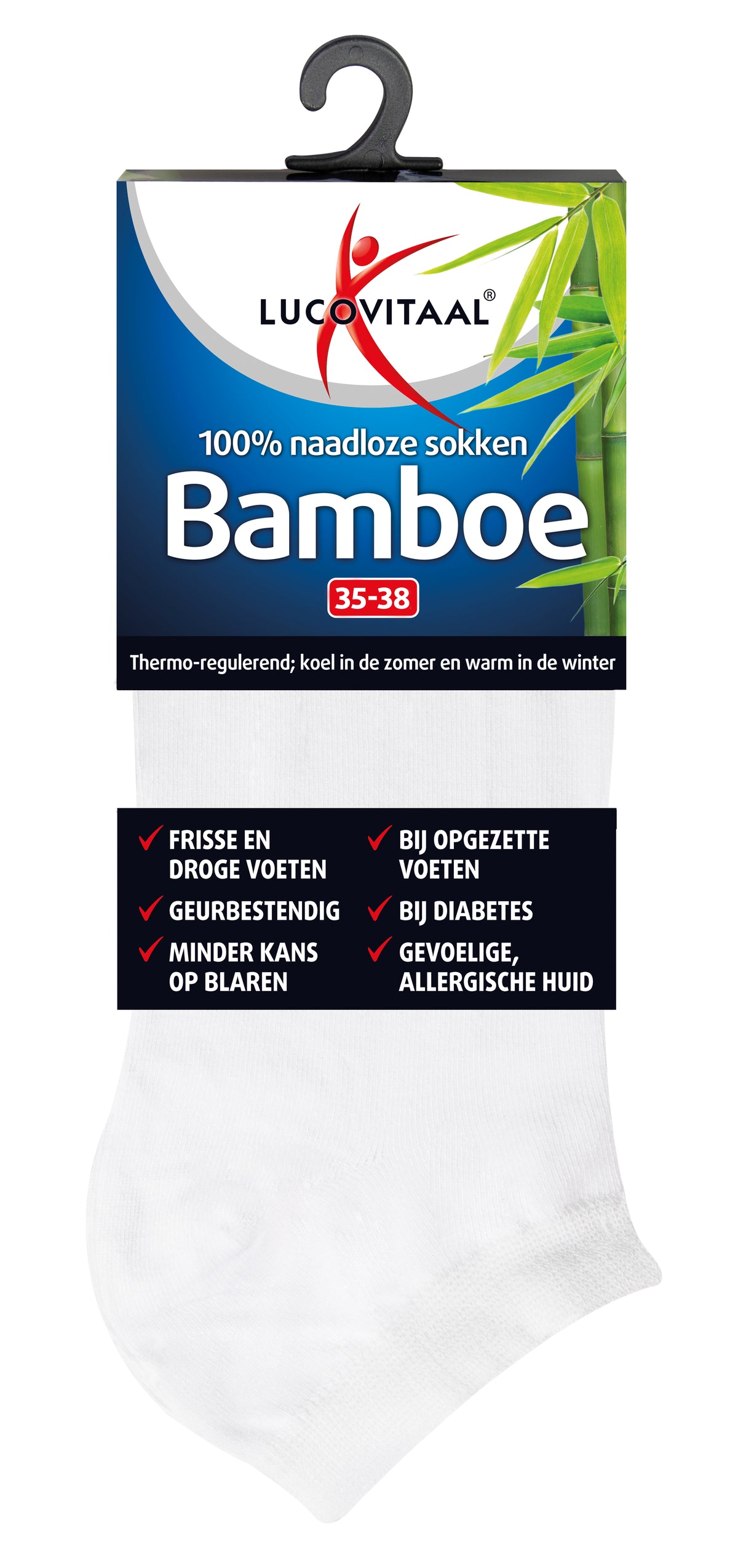 Lucovitaal Bamboe enkelsok wit  maat 35-38 1 Paar