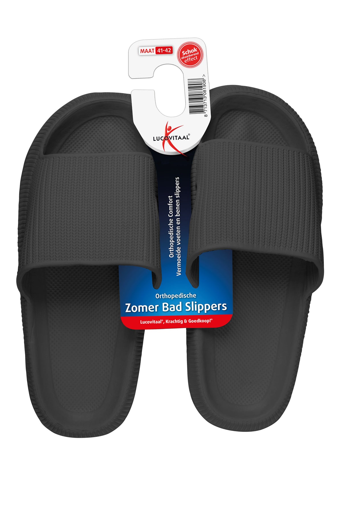 Lucovitaal Orthopedische badslipper 41-42 zwart 1.00 Paar