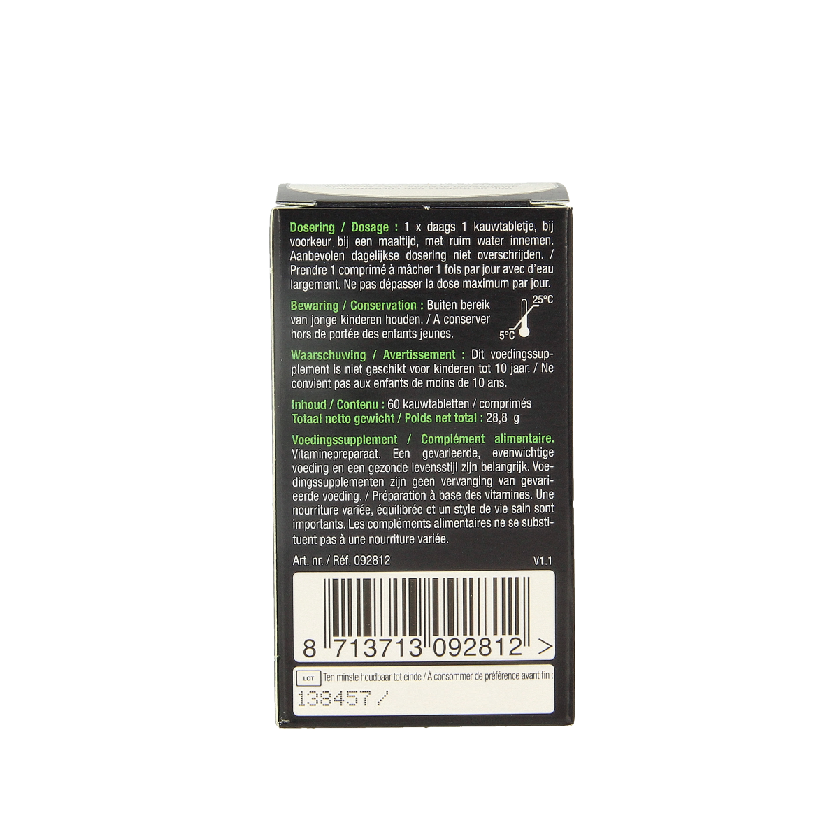 Lucovitaal Vitamine D3 10mcg (400IE) vegan 60.00 Kauwtabletten