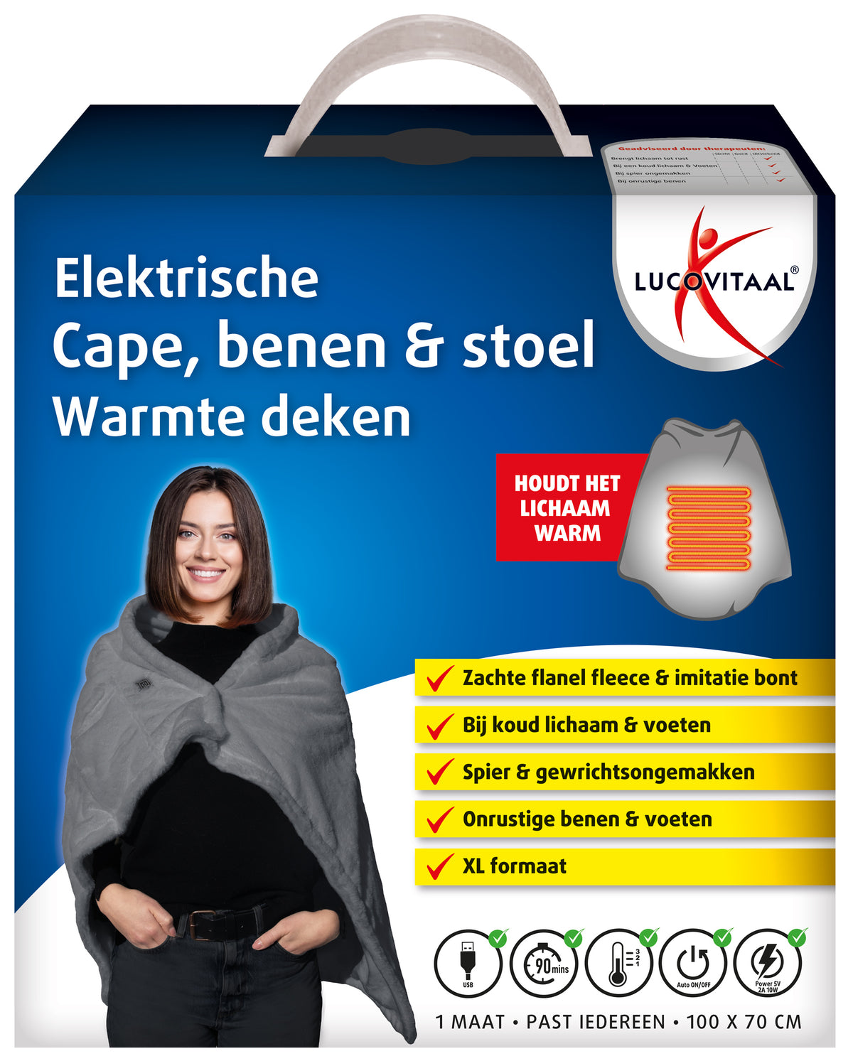 Lucovitaal Electrische cape benen & stoel warmte deken 1.00 Paar