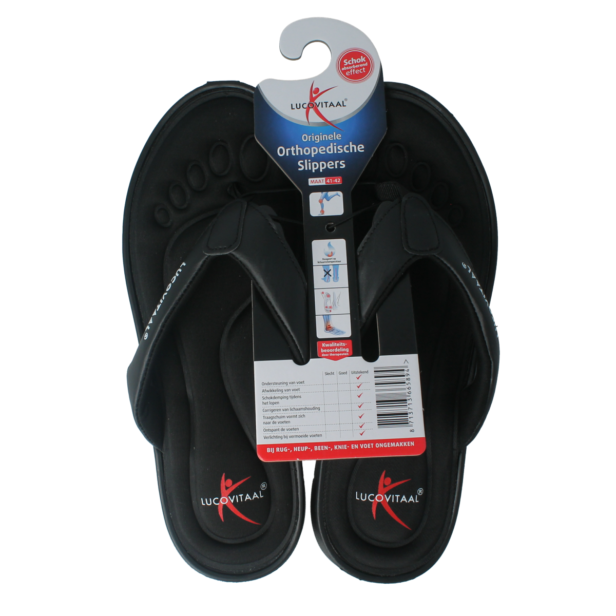 Lucovitaal Orthopedische slipper 41-42 zwart 1.00 Paar