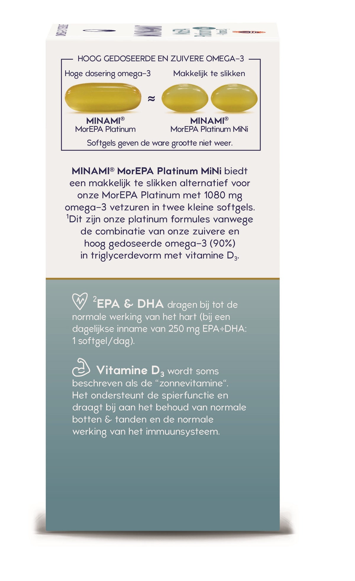 Minami MorEPA platinum mini + vitamine D3 90.00 Softgels