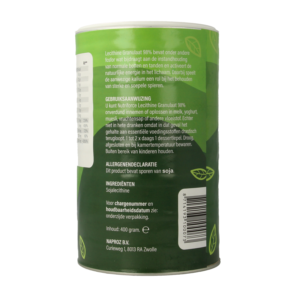 Nutriforce Nutriforce Lecithine granulaat 98% 400.00 Gram