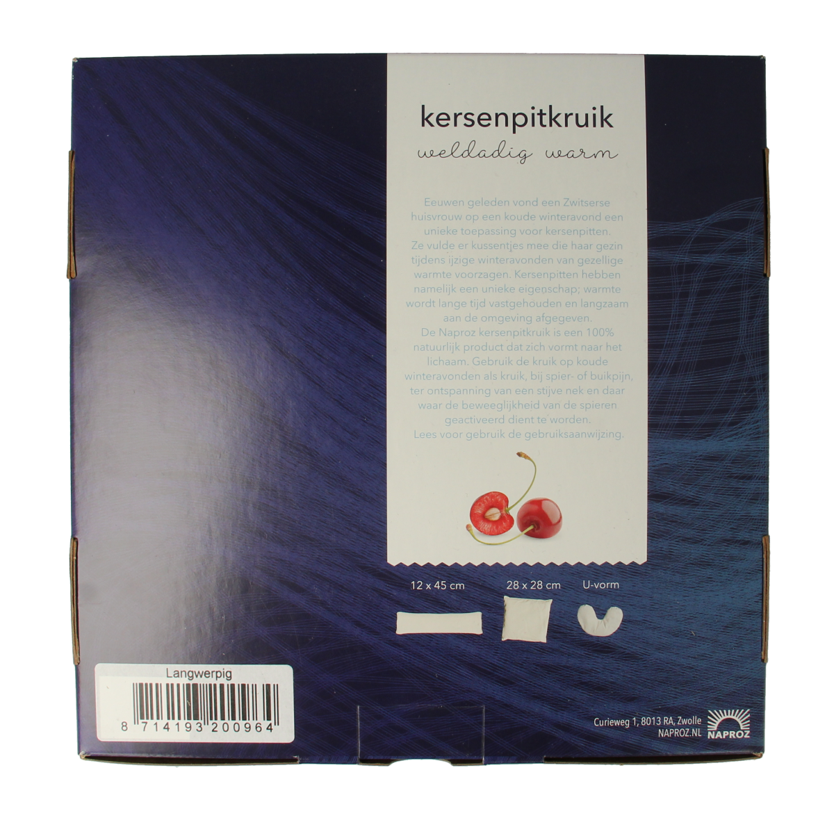 Naproz Kersenpitkruik langwerpig 12 x 45cm 1.00 Stuks