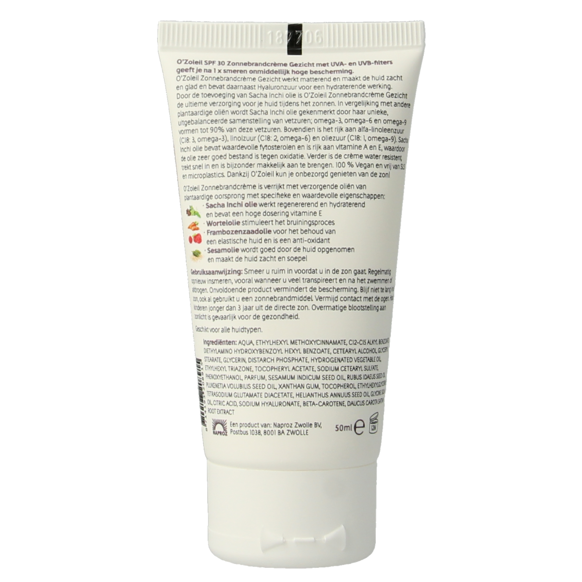 O' Zoleil Zonnebrandcreme gezicht SPF30 50.00 Milliliter